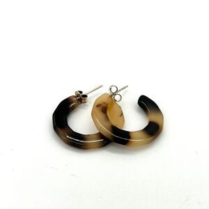 Tortoiseshell Acrylic Hoop Earrings Brown Ombre Statement‎ Jewelry 1 inch
